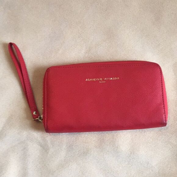 Adrienne Vittadini Clutch Wallet Red Wristlet - Picture 1 of 7
